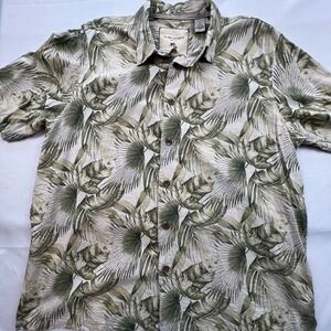 Island Republic, 100% Silk Tropical Short Sleeve Men's Shirt Palm Design‎